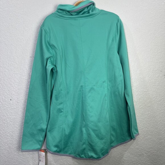 Champion Duo Dry Cowl Neck Sweatshirt Womens L Mint Fleece Lined Workout Running - Picture 2 of 9